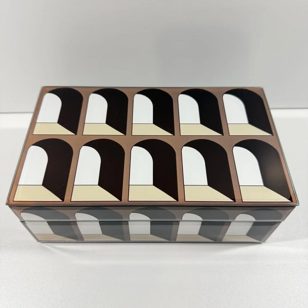 Richmond Interiors Vaya Small Storage Box Glass Jewelry Geometric Arch Arcade 8